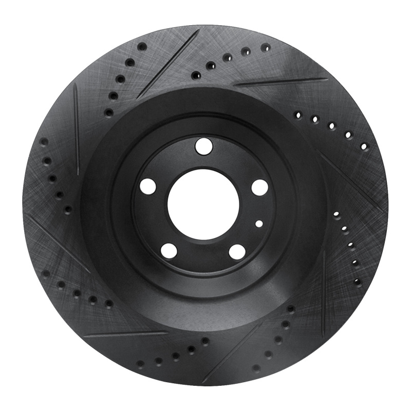 Audi A6 Quattro Brake Rotor (1) - Rear Right - R1 Concepts - Drilled & Slotted - Black - `05-`11